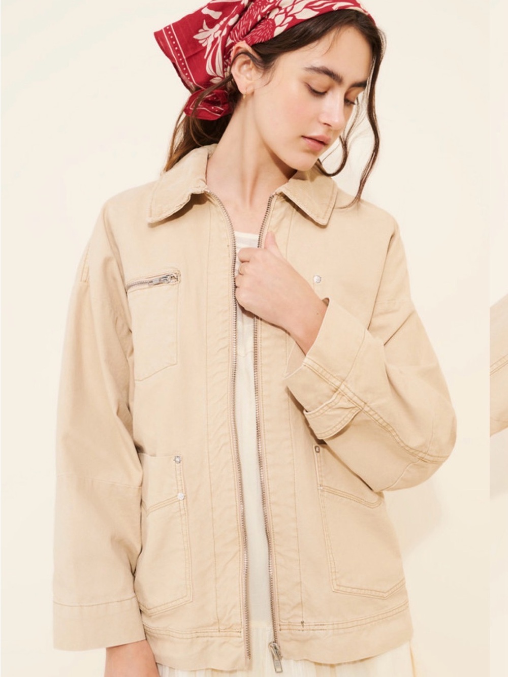 We The Free Cream Utility Jacket with Zip Pockets